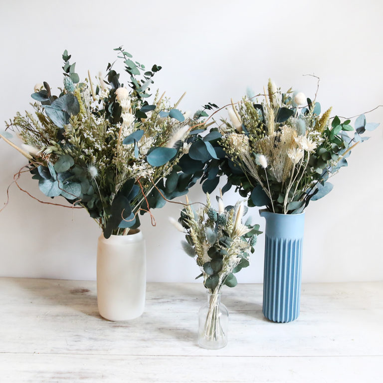 Centre de table • Mini bouquet + vase • Eucalyptus | Fleurs séchées