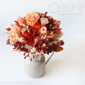 bouquet-de-mariée-mariage-terracotta-et-peche-végétaux-stabilisés-origine-atelier-floral
