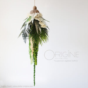 suspension-végétale-ourico-fougère-amarante-hortensia-stabilisé-origine-atelier-floral