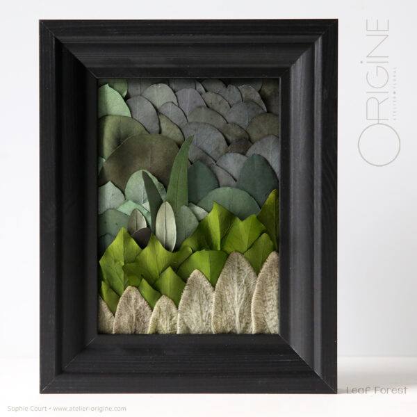 leaf forest tableau-végétal-feuilles-stabilisées-eucalyptus-décoration-végétale-origine-atelier-floral