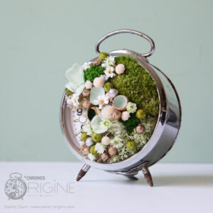 reveil-végétal-vegetaux-stabilisés-vintage-detournement-d'objet-origine-atelier-floral-sophie-court